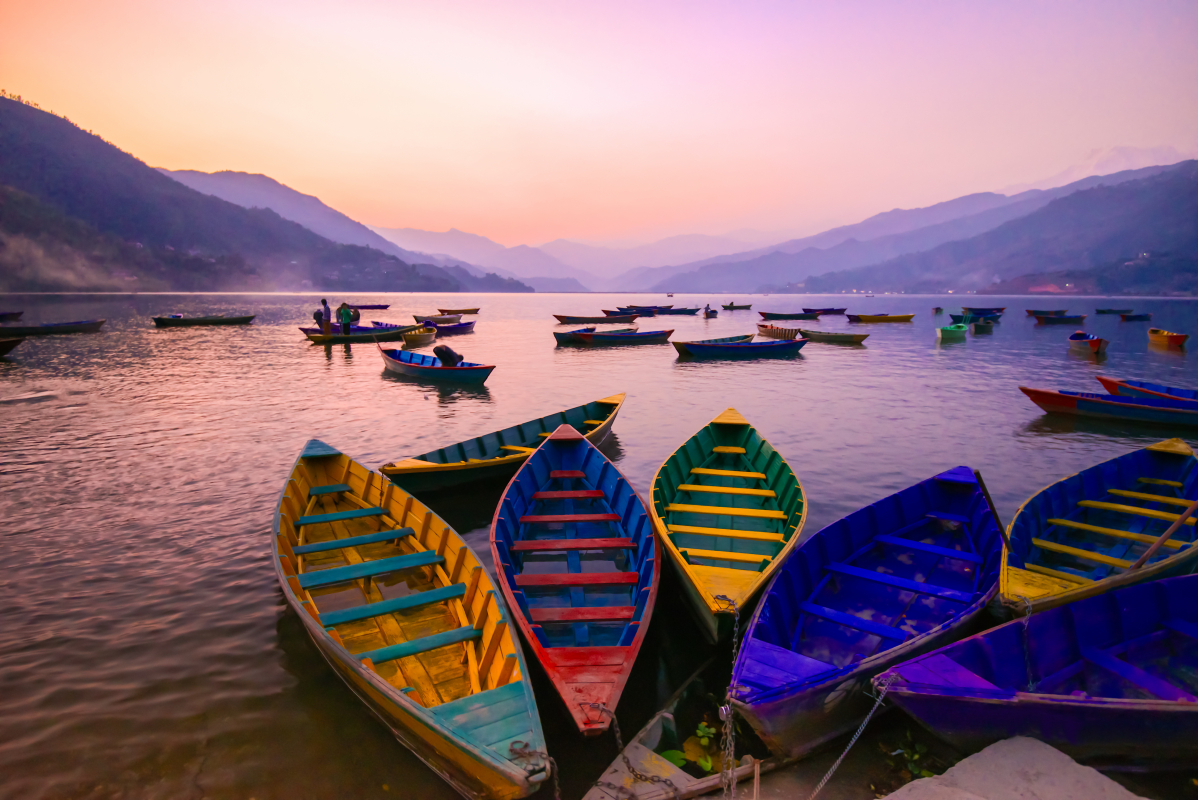 Boats on phewa lake, pokhara, nepal tour - GeTS Holidays